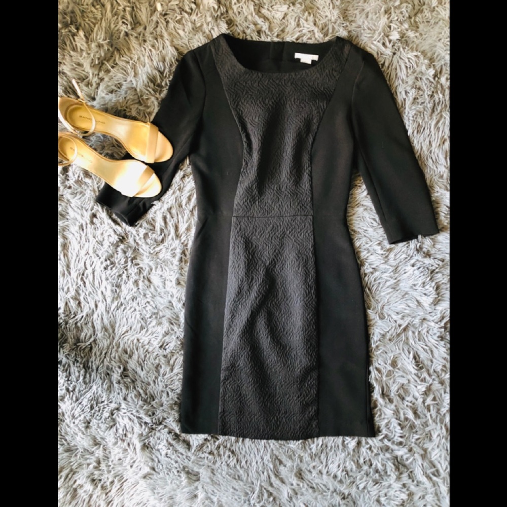 H&M Black Fitted mini Dress with 3/4 sleeves